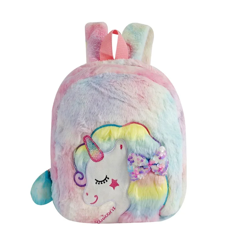 Mochila infantil de unicornio felpa esponjosa para guardería - imagen 4