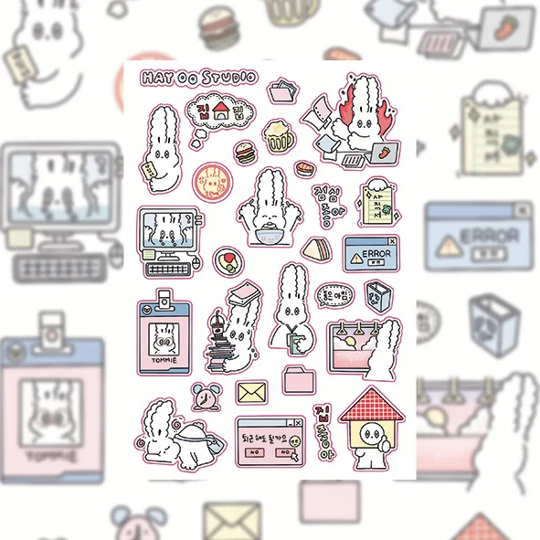 Pegatinas decorativas kawaii con conejitos estilo coreano