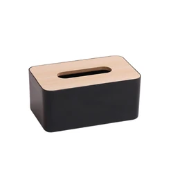 Caja de pañuelos negra para escritorio con soporte de almacenamiento