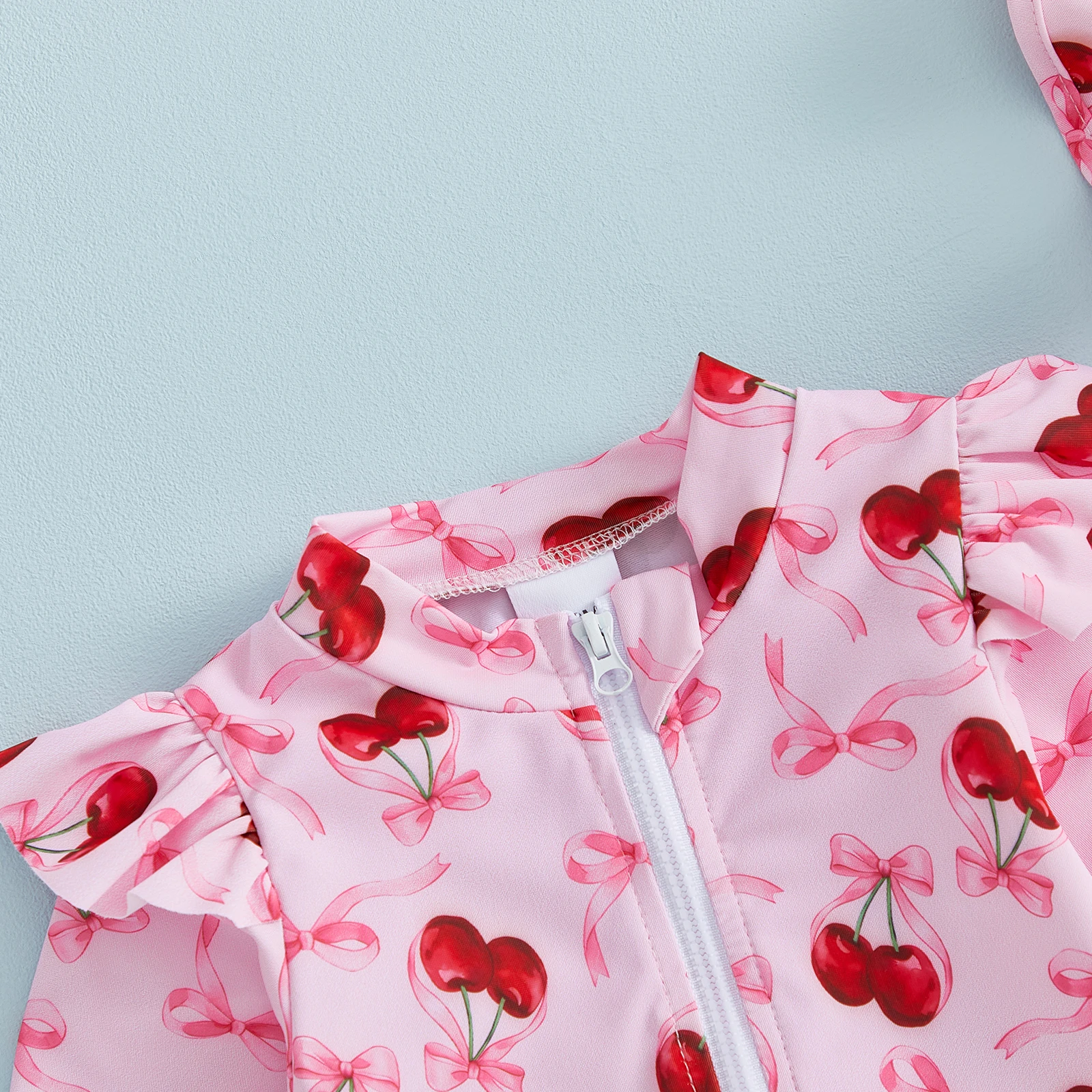 Traje de baño niña de manga larga con estampado de cereza y lazo - imagen 5