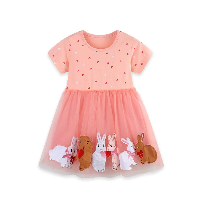 Falda princesa de malla para niña con bordados y patchwork