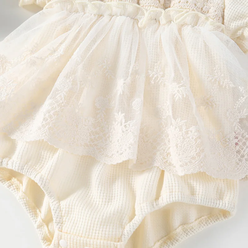 Traje de fiesta bebé encaje con falda tutú – Estilo princesa primavera - imagen 4
