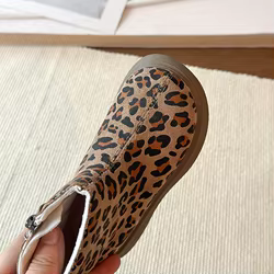 Botas cortas antideslizantes de leopardo para niños de otoño-invierno