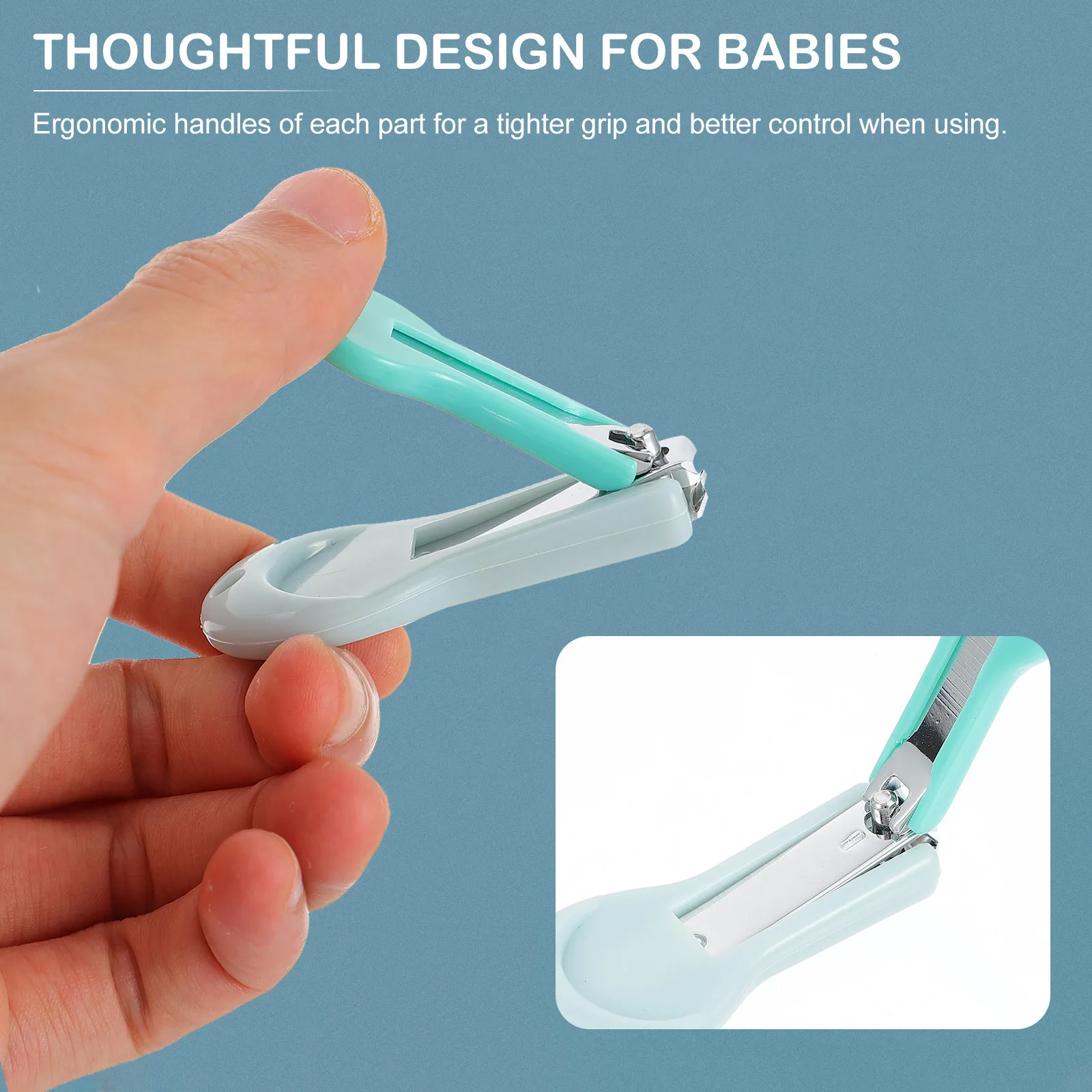 Kit cortaúñas de bebé con estuche portátil y mangos ergonómicos - imagen 4