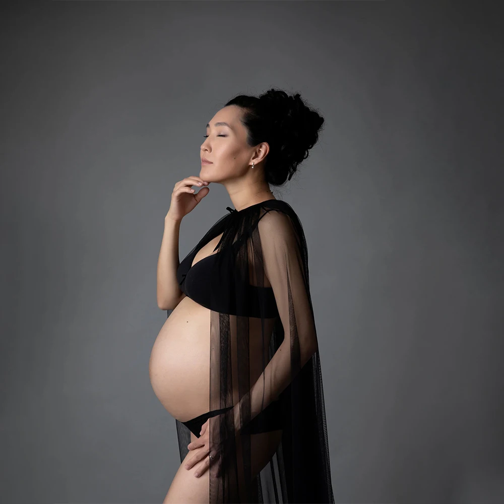Vestido para maternidad maxi bohemio con tul y detalles de perlas - imagen 2