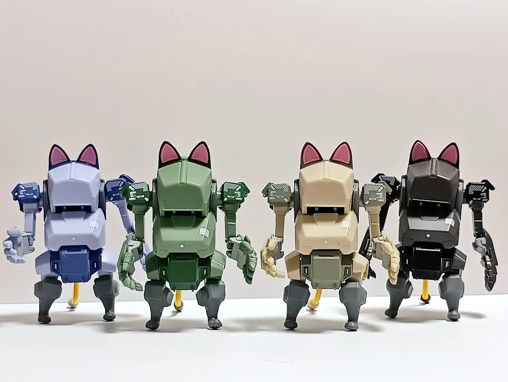 Vista frontal del robot-gato mecha