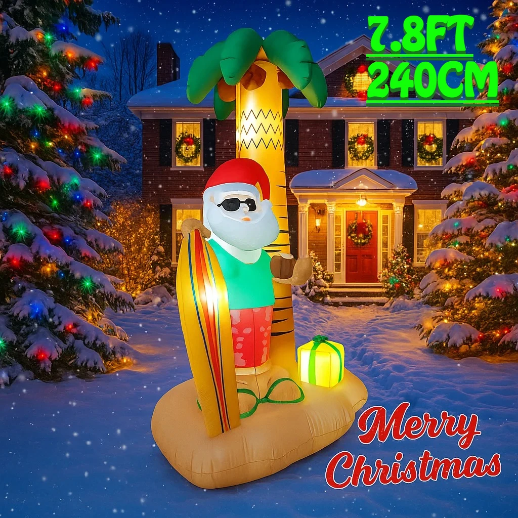 Decoración inflable navideña para exterior con Papá Noel y surf - imagen 4