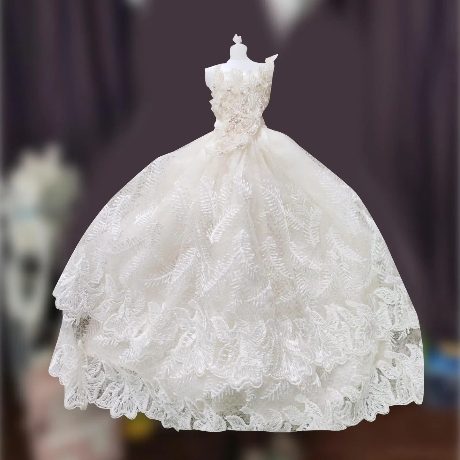 Vestido de princesa con cola para muñecas, estilo real - imagen 3