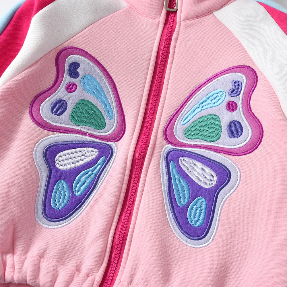 DXTON Chaqueta de algodón con cremallera para niña – Mariposa otoño - imagen 5