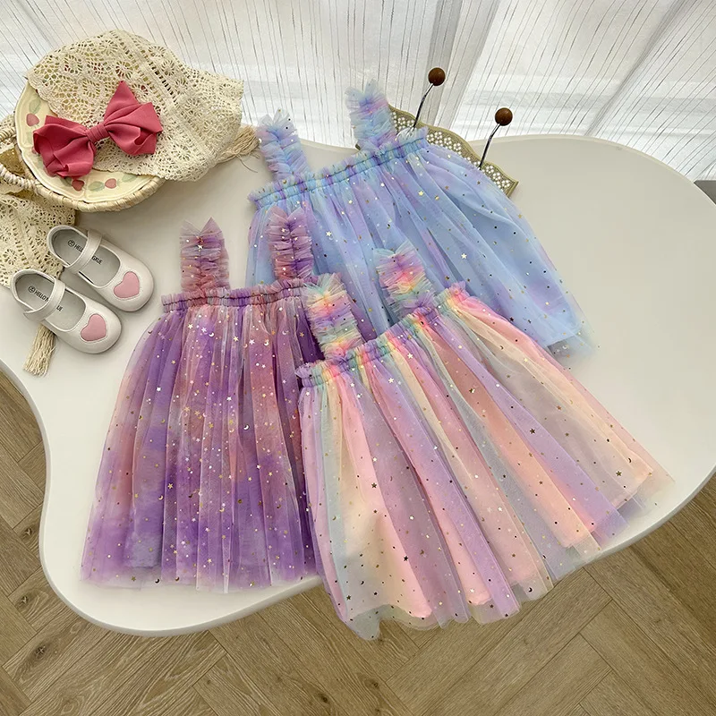 Vestido Milangel de lentejuelas arcoíris para niña – Verano - imagen 2