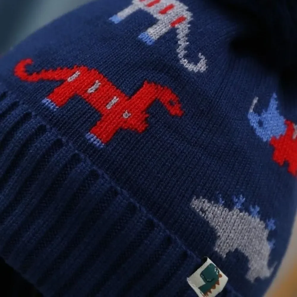 Conjunto de invierno con gorro grueso y bufanda dinosaurio infantil - imagen 2