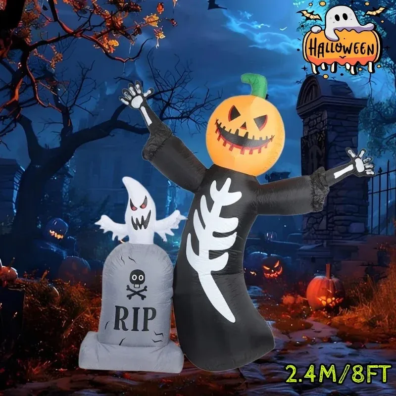 Decoración inflable de Halloween con calabaza, fantasma y LEDs - imagen 2