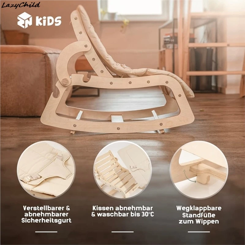 Cuna mecedora LazyChild 3 en 1 convertible de madera para bebé - imagen 3