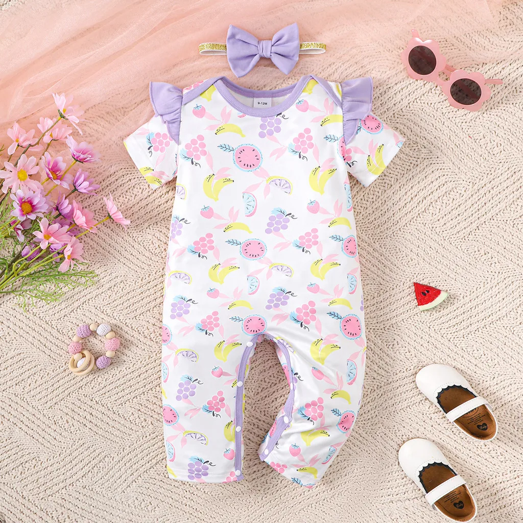 Body pelele verano para niña recién nacida – Estampado de frutas - imagen 2