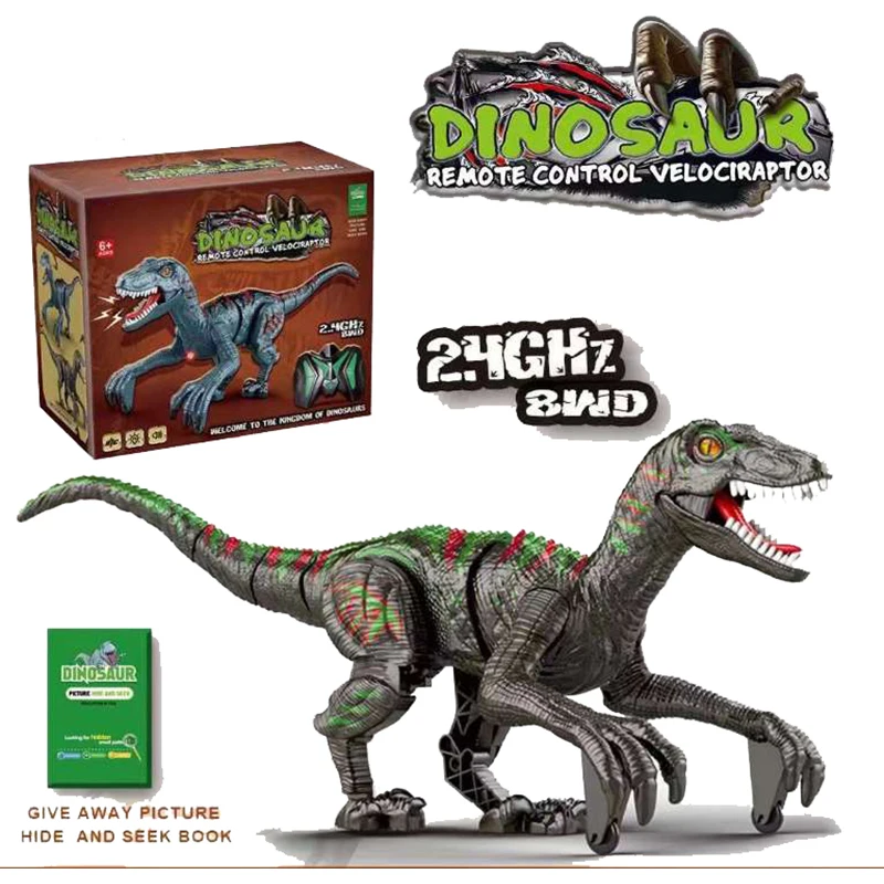 Juguete de dinosaurio teledirigido Kid Velociraptor con sonido