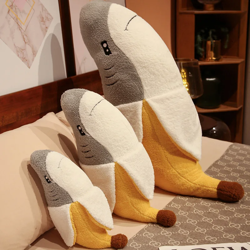 Peluche tiburón plátano transformable de dibujos animados suave - imagen 5