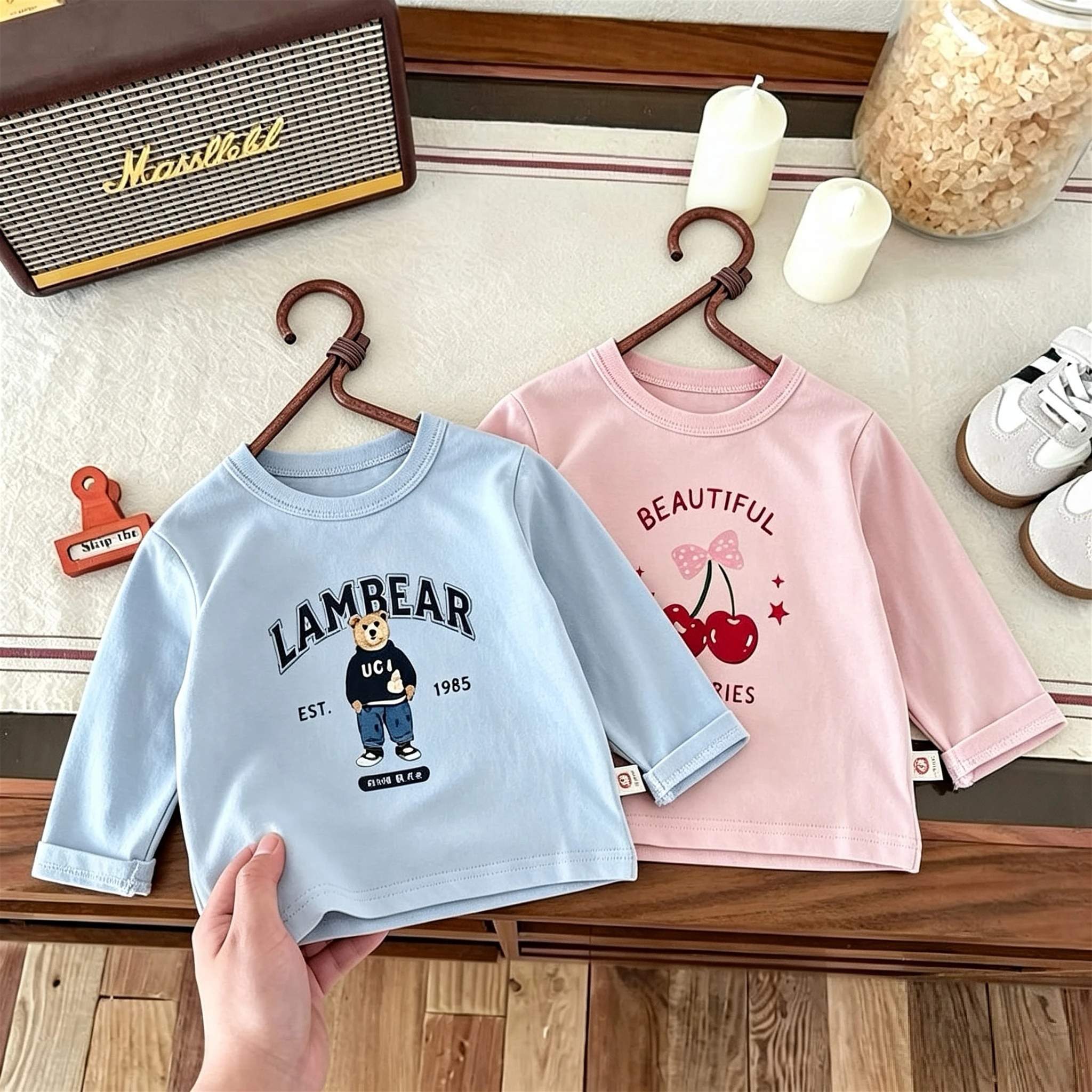 Camiseta manga larga de otoño para bebé y niño, básica - imagen 4