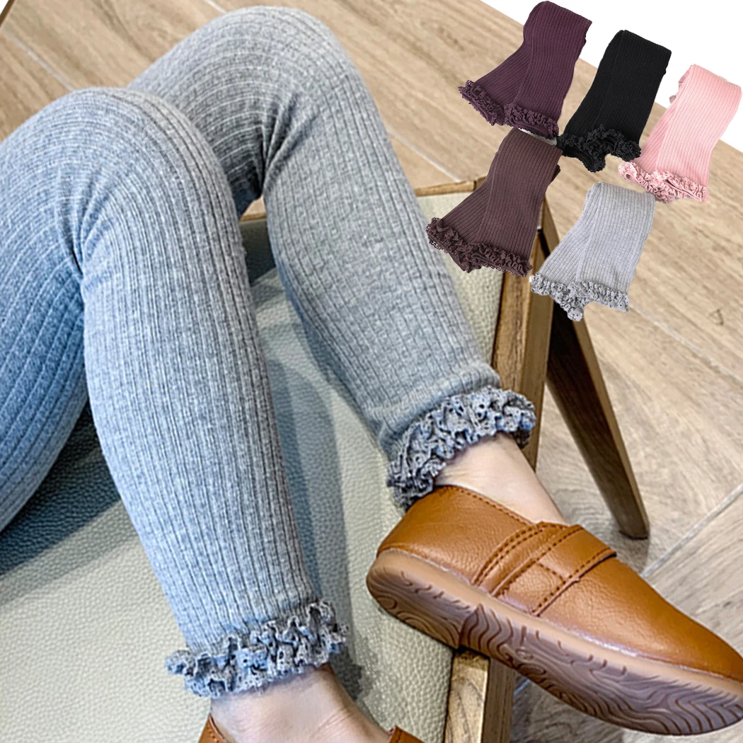 Pantalones de encaje acanalados en algodón para niña, primavera - imagen 3