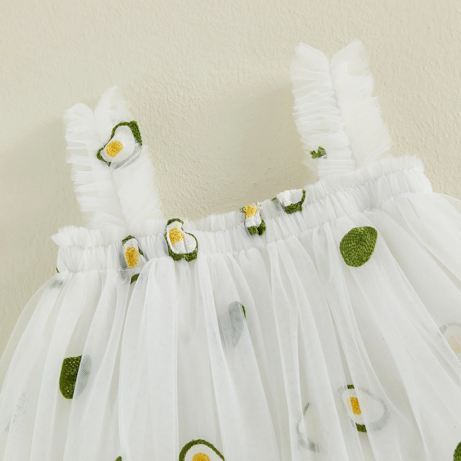 Vestido de malla con corte A sin mangas bordado floral de verano - imagen 5