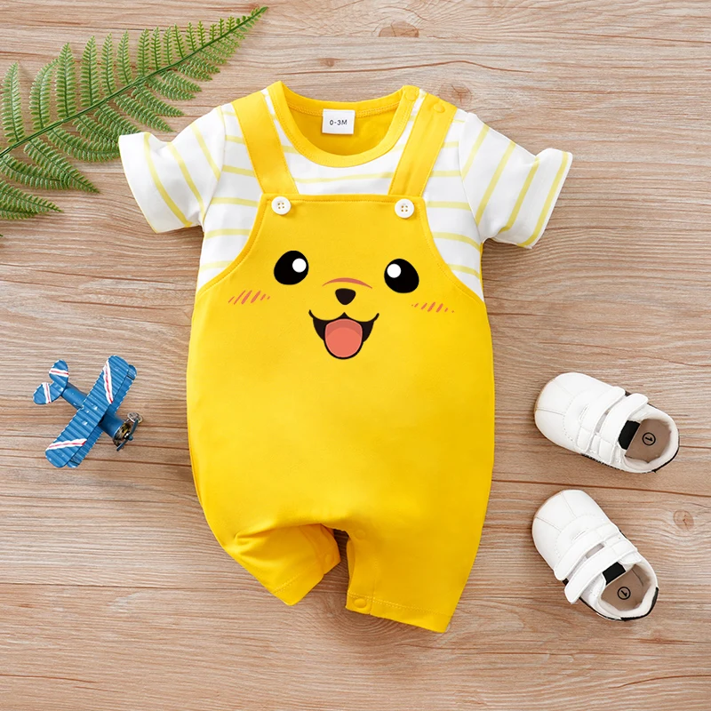 Mameluco Animal verano bebé – Estampado perro amarillo manga corta - imagen 3