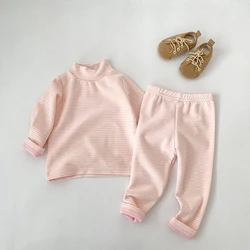 Pantalones cálidos de color liso para bebé niño y niña