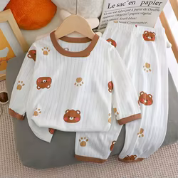 Conjunto de pijama de algodón para bebé unisex elefante y oso