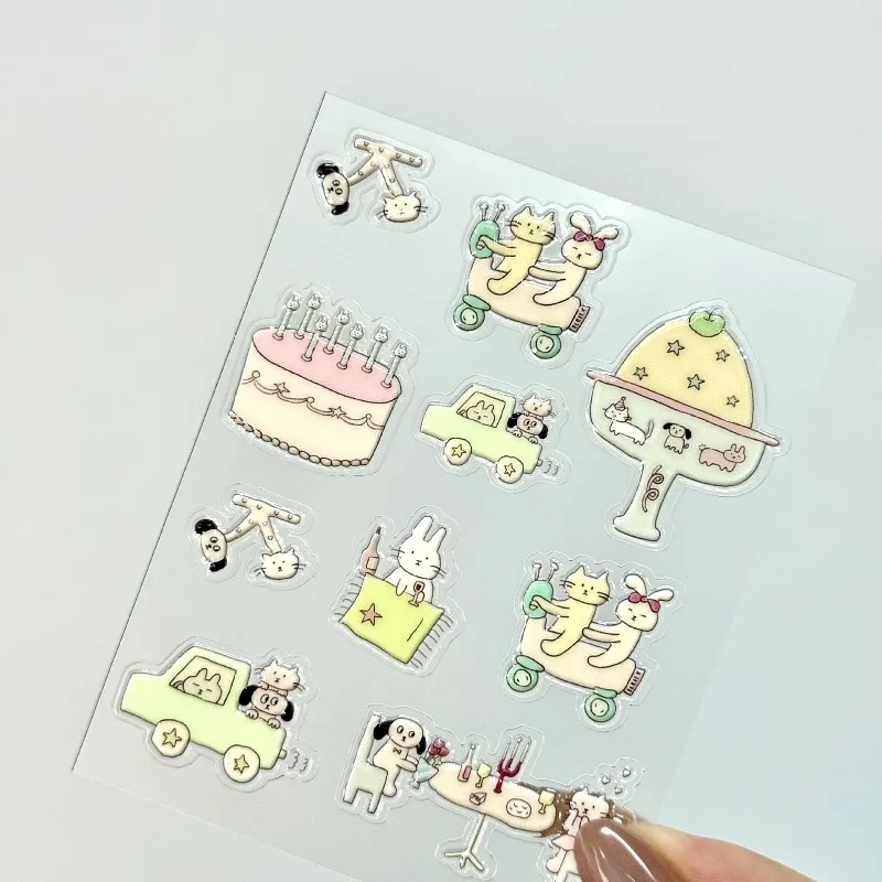 Pegatinas 3D impermeables con animales estilo kawaii para manualidades