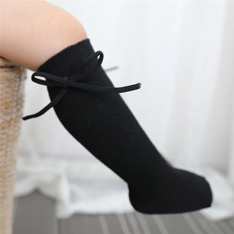 Calcetines altos de princesa con lazo – Algodón suave para niñas - imagen 4