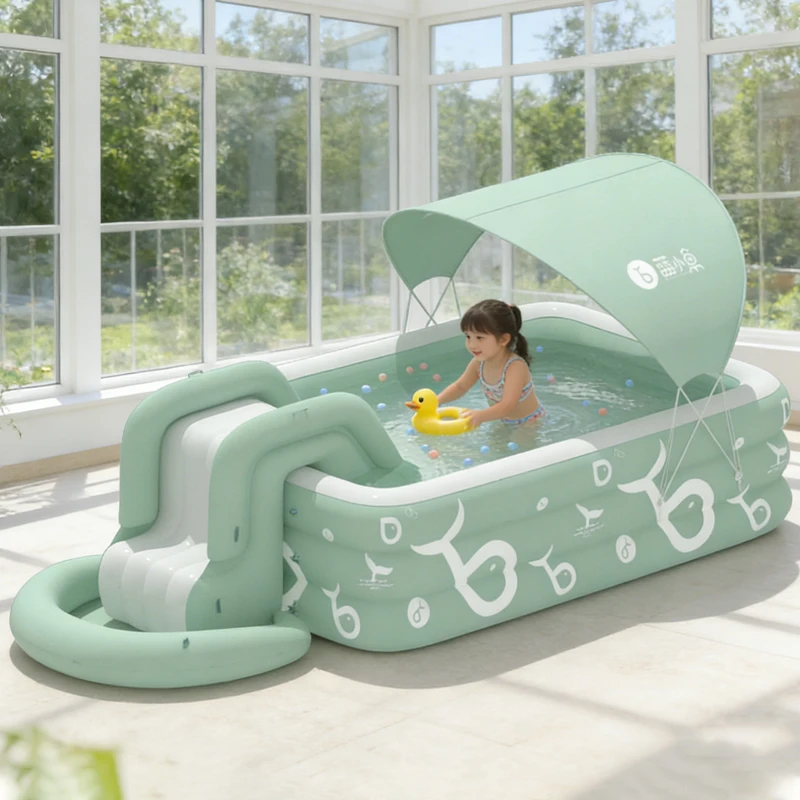 Piscina inflable con tobogán de agua para jardín