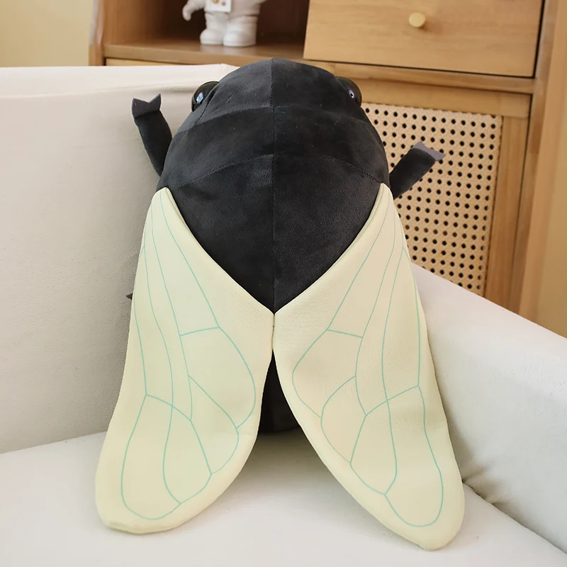 Almohada peluche cigarra realista suave para cama infantil cojín