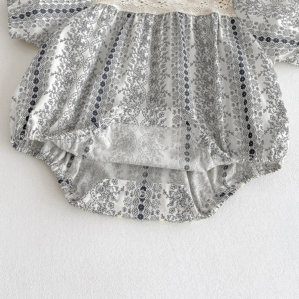 Mono encaje floral vintage para bebé niña verano - imagen 4
