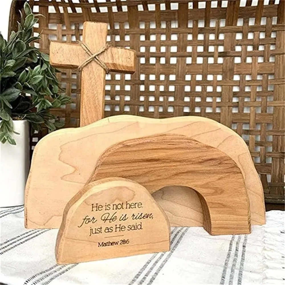 Decoración de Pascua en madera: escena de tumba y resurrección - imagen 3