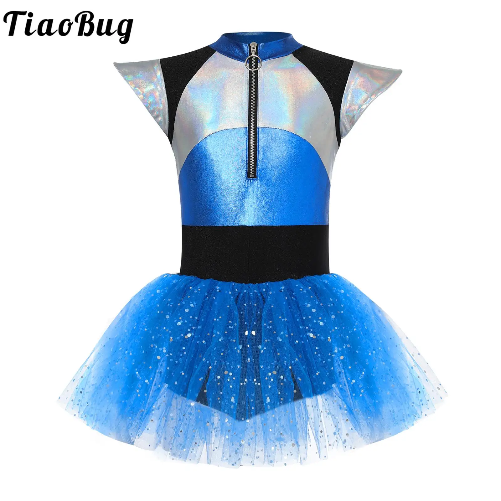 Disfraz de alien para niñas con vestido de porrista brillante Halloween