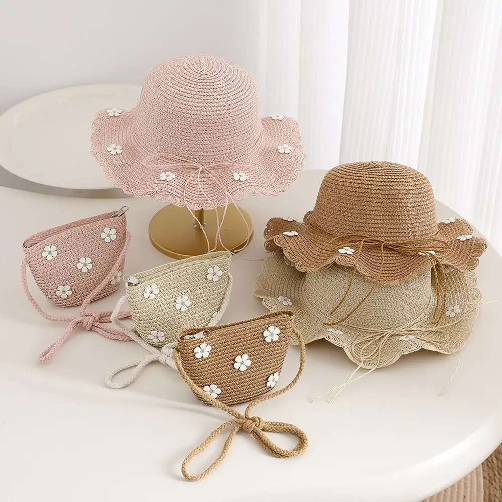 Sombrero de playa niños ala ancha con flores y protección solar - imagen 3