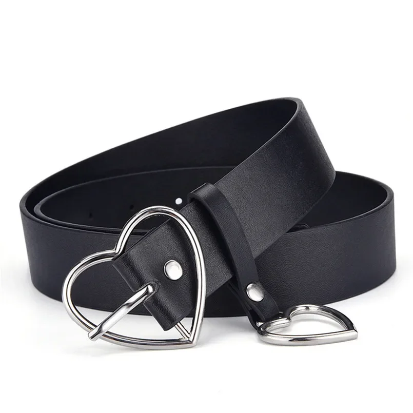 Cinturón corazón de cuero para niñas – Hebilla camel estilo retro - imagen 2