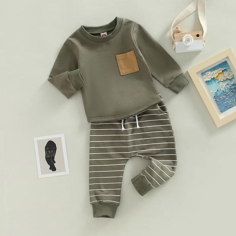 Conjunto de otoño para niño pequeño: chándal de rayas - imagen 5