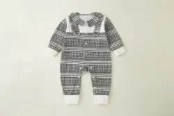Pelele recién nacido de algodón blanco y negro estilo casual