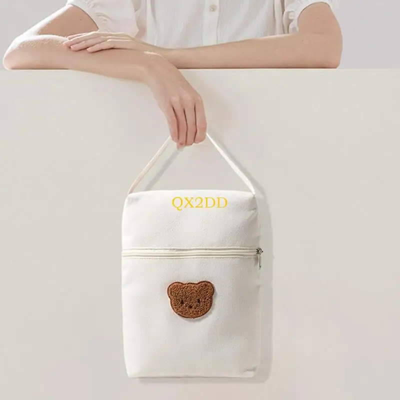 QX2D Bolsa pañales bebé nuevo con bordado oso colgante cochecito - imagen 4