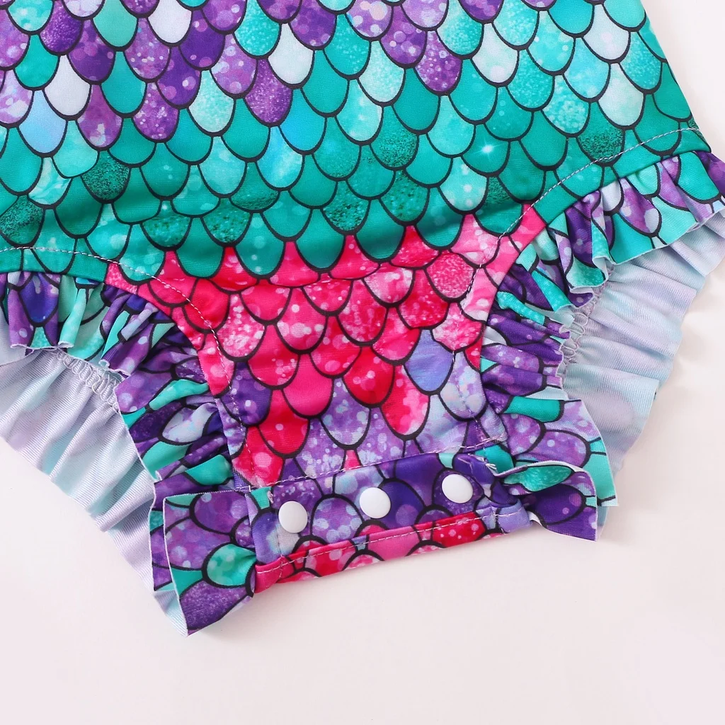 Bañador sirena infantil para bebé – Traje playero suave con diadema - imagen 4