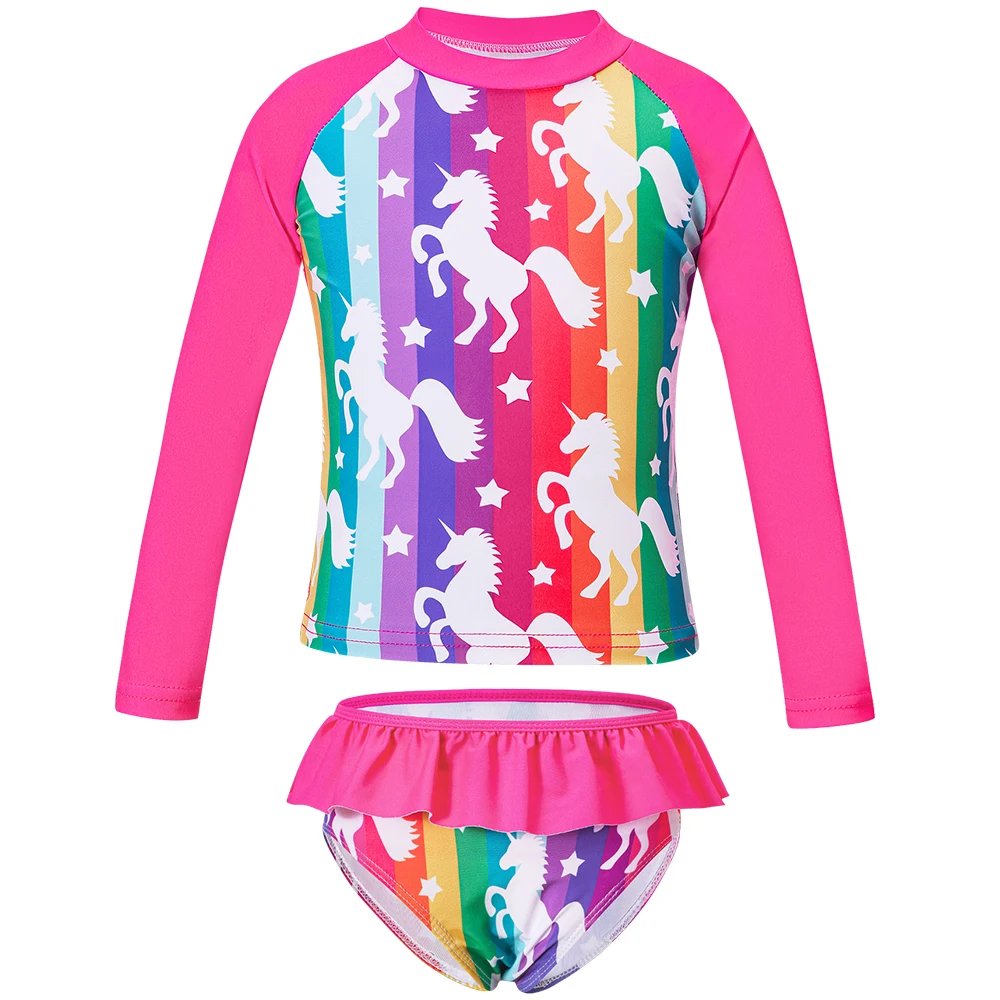 Traje de baño Tankini niña dos piezas manga larga unicornio sirena - imagen 3