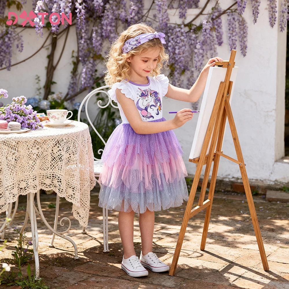 DXTON vestido princesa para fiesta de verano con malla - imagen 3