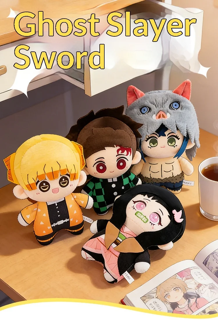 Colección de peluches de Demon Slayer con los personajes principales