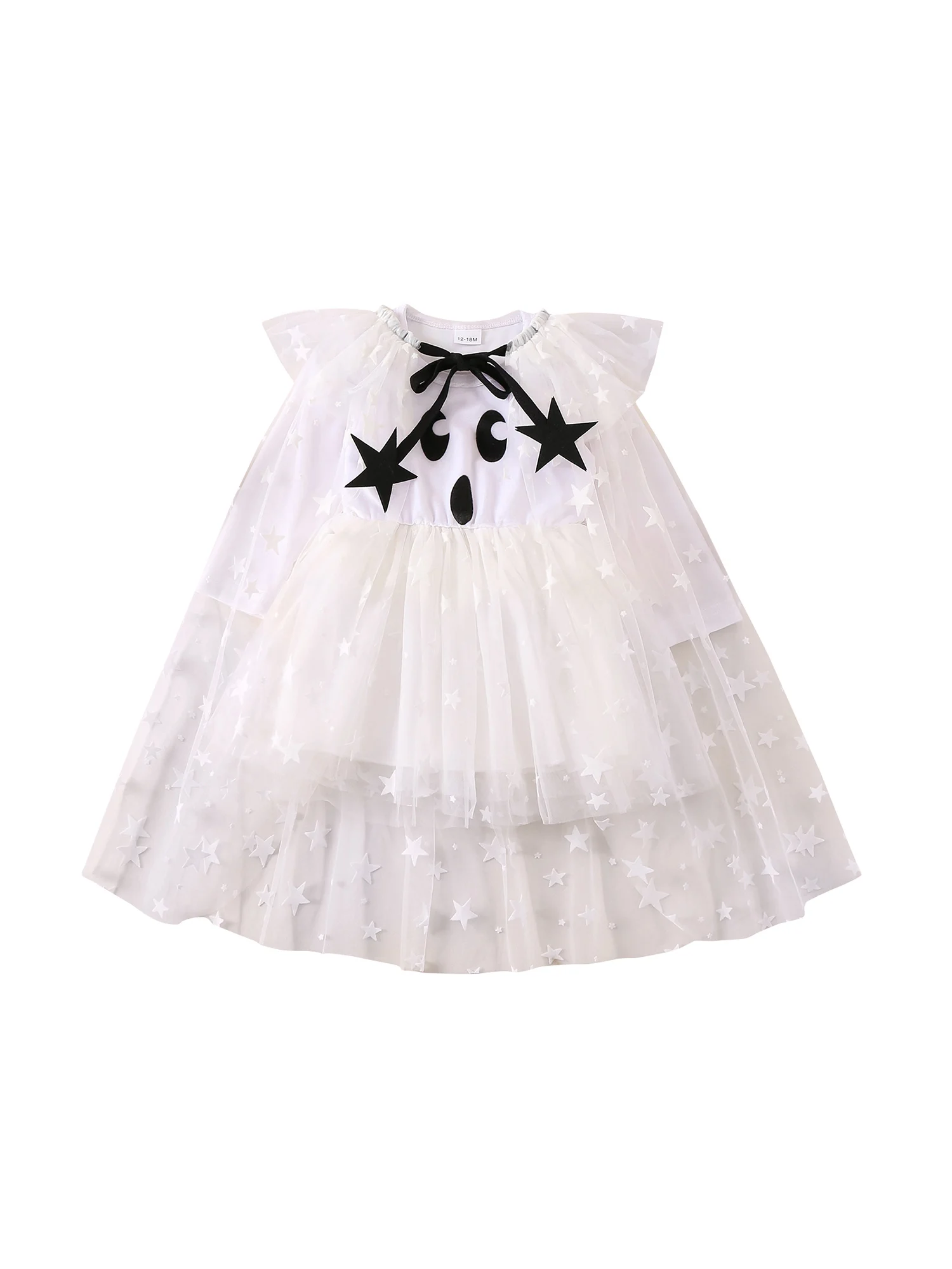 Vestido de malla con estampado de estrellas para niña