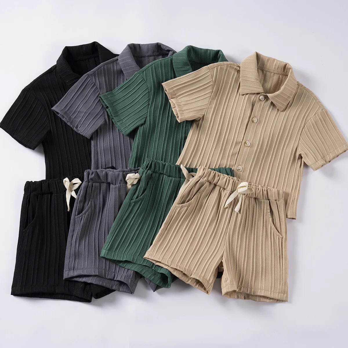 Conjunto de verano niño camisa manga corta con solapa y pantalón corto - imagen 4