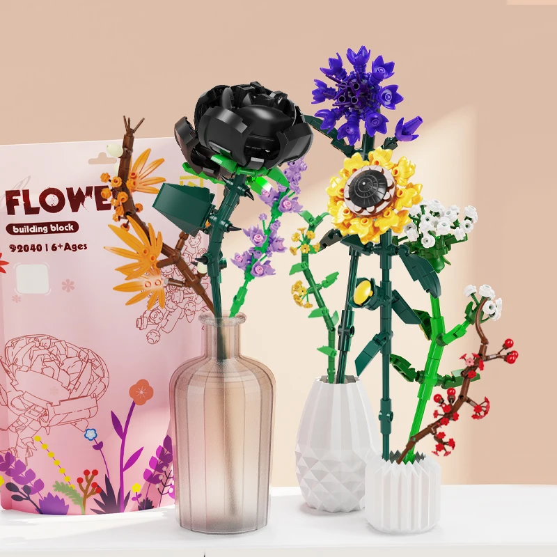 Bloques de construcción Flores Botanical – Juguete educativo 3D para niños - imagen 2
