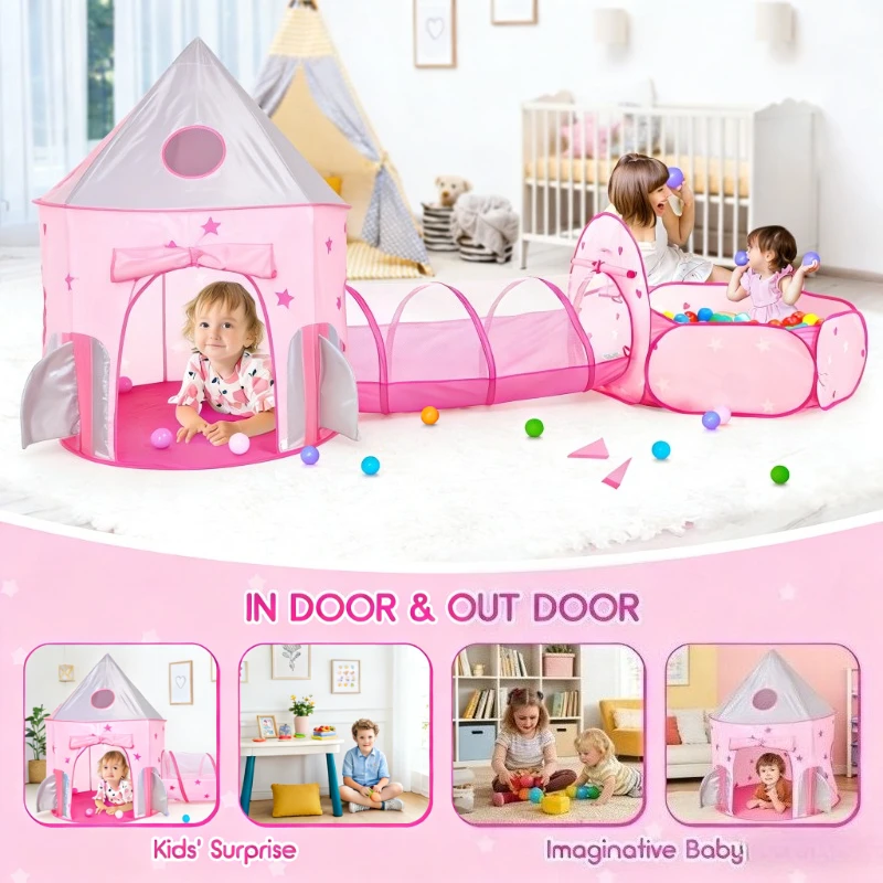 IMBABY Tienda de campaña infantil princesa con túnel plegable - imagen 2