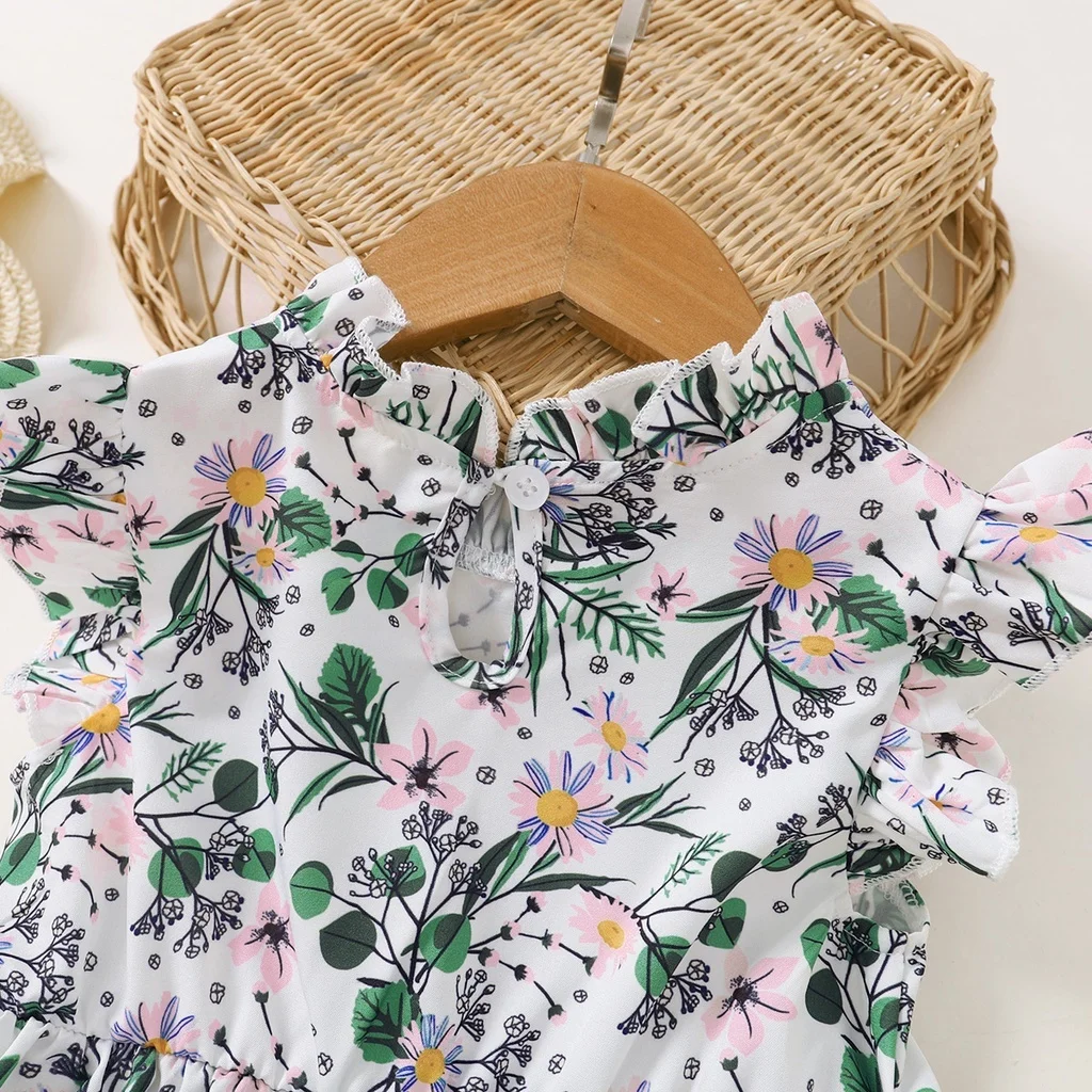 Vestido floral sin mangas para niños pequeños – Estilo retro línea A - imagen 4