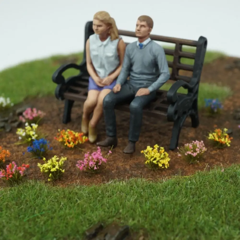 Kit de paisaje para tren HO con hierba y flores en resina - imagen 2