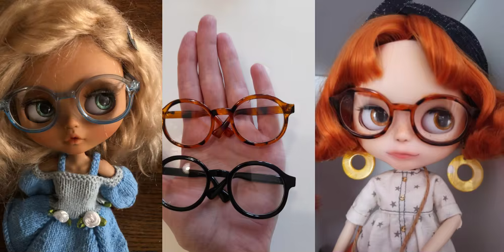 Gafas redondas con montura color caramelo sobre fondo blanco