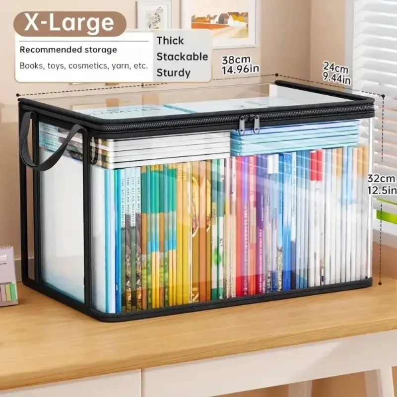 Caja organizadora transparente de PVC con tapa abatible y ventana - imagen 3